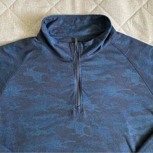 Fish Hippie Co 1/4 Zip Mens Large Blue Camo Performance Pullover Golf Fishing